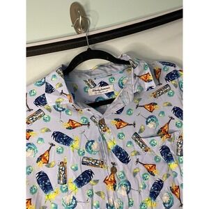 Tommy Bahama Mens Large L Short Sleeve Button Up Shirt Tropical‎ Drink Print